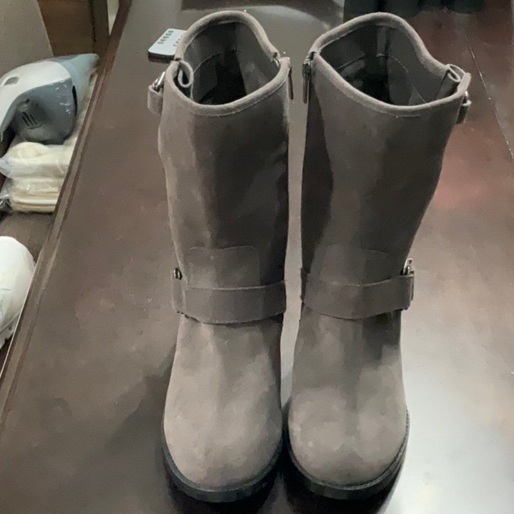 Vince Camuto Leather Gray half calf boots. Brand new!